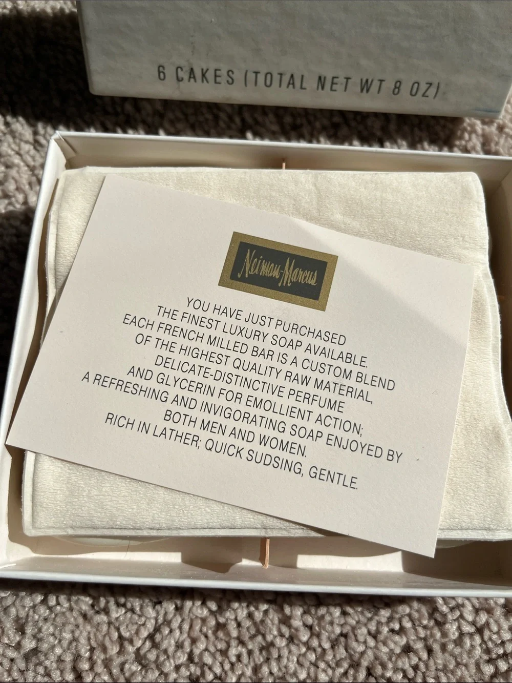 Vintage Neiman Marcus Cream Tuberose Guest Soap Set - Six Small Bars